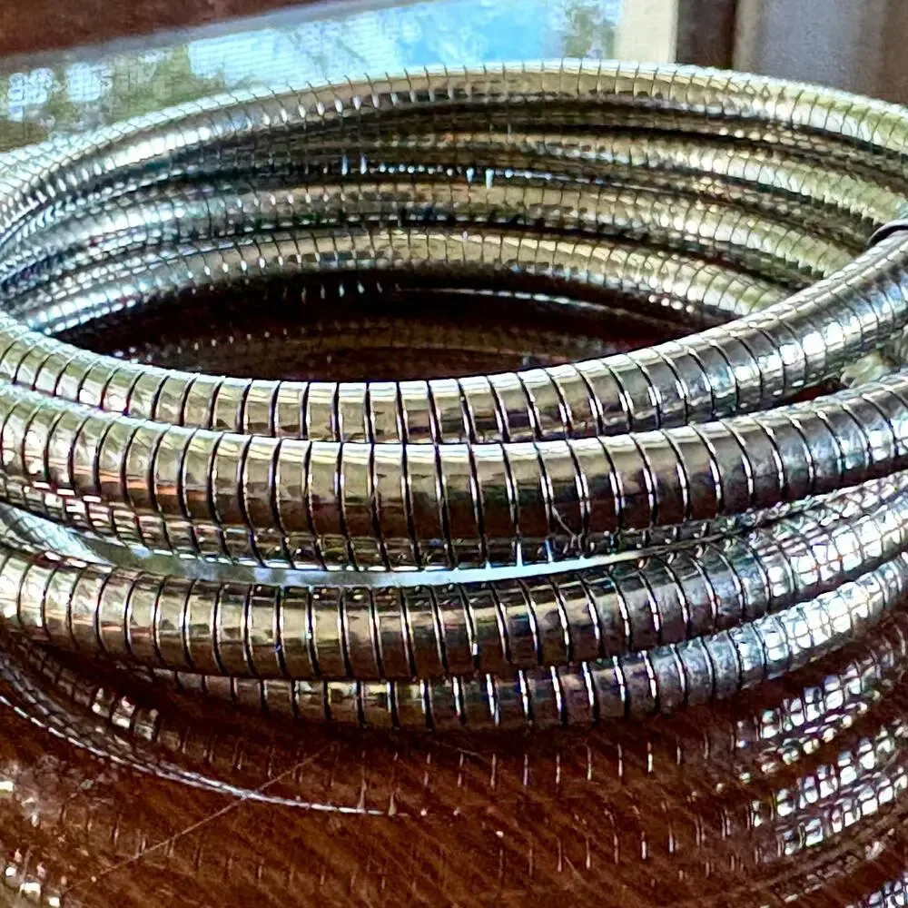 Silver Tone Multi Loop Coil Wrap Bracelet Stretch Style Jewelry